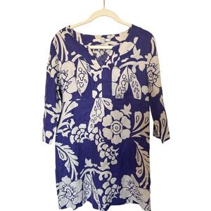 Boden 100% Linen Purple & White Floral Shift Dress – UK 10